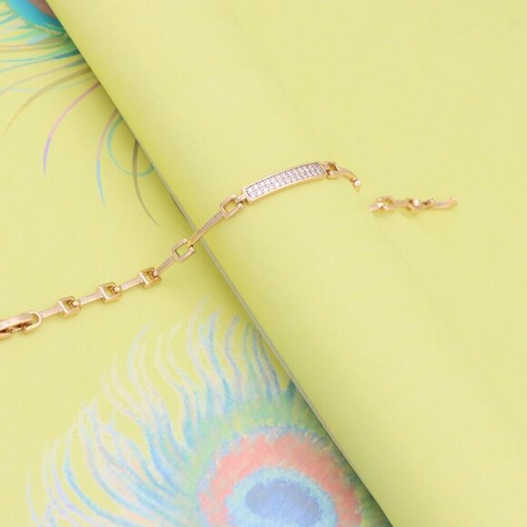 "Elegant Rose Gold Bracelet with Sparkling CZ Bar Accent, XPBL0904 - Picture 7 of 13